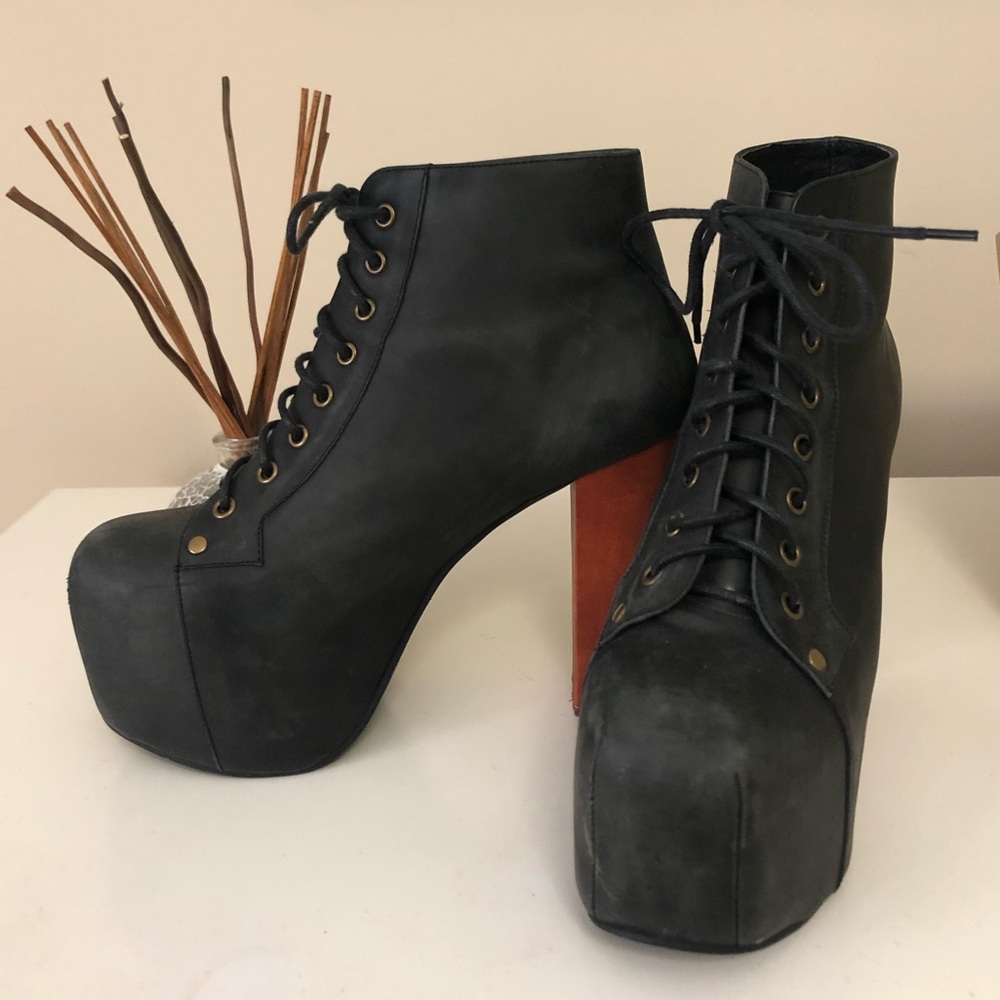 Faux Matte Leather Pump Lace-Up Booties